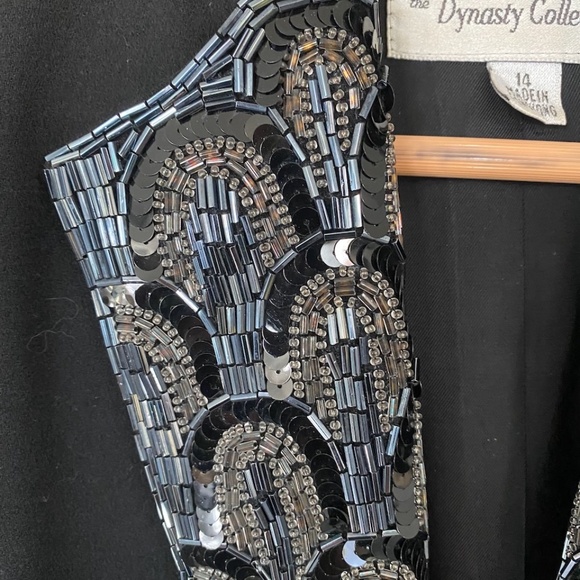 Vintage 1980s Nolan Miller for DYNASTY Black Wool Jacket w/Jet Beaded lapels - Picture 4 of 11